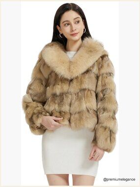 Genuine Fox Fur Coat Thick Warm Winter Jacket with Pockets